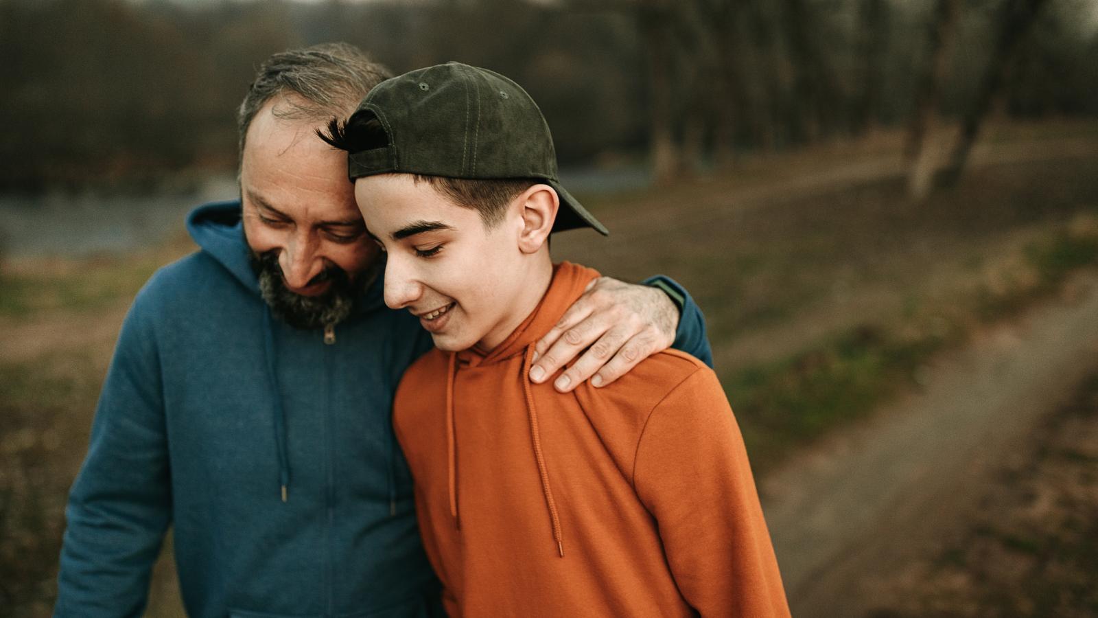 Father and son heartfelt walk