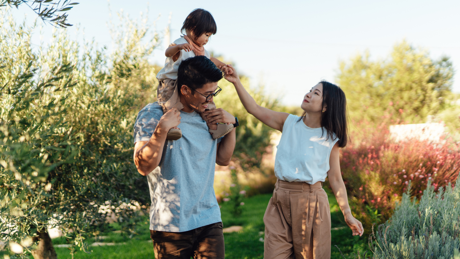 Happy family in the nature