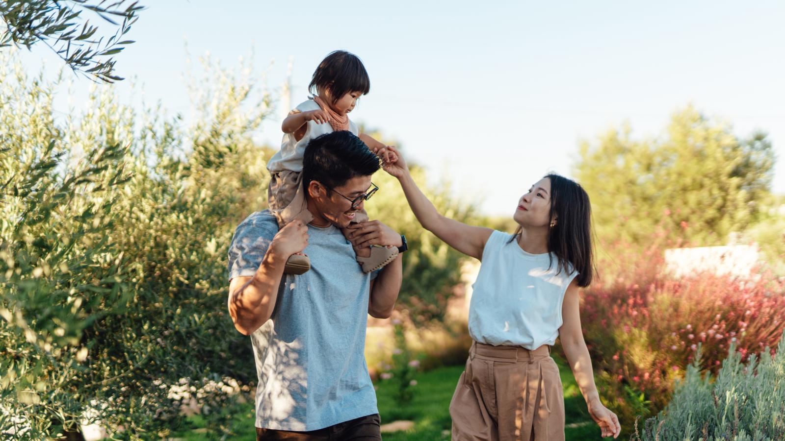 Happy family in the nature